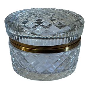 French Diamond Cut Crystal Oval Hinged Glass Box