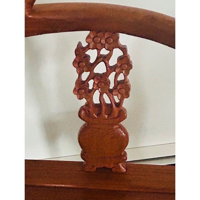 1960s 1960s A Pair of Chinese Hand Carved Rosewood Corner Chairs With Side Table For Sale - Image 5 of 12