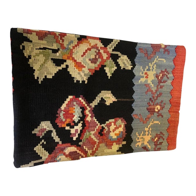 Custom Made Vintage Tribal Lumbar Kilim Pillow Cover For Sale