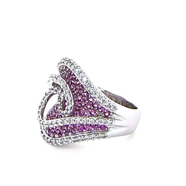 Pink 18ct White Gold Pink Sapphire and Diamond Dress Ring 3.74ct 17.85g, Size 7.75 For Sale - Image 8 of 11