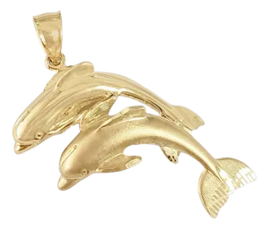 Swimming Dolphins Charm/Pendant 14k Yellow Gold
