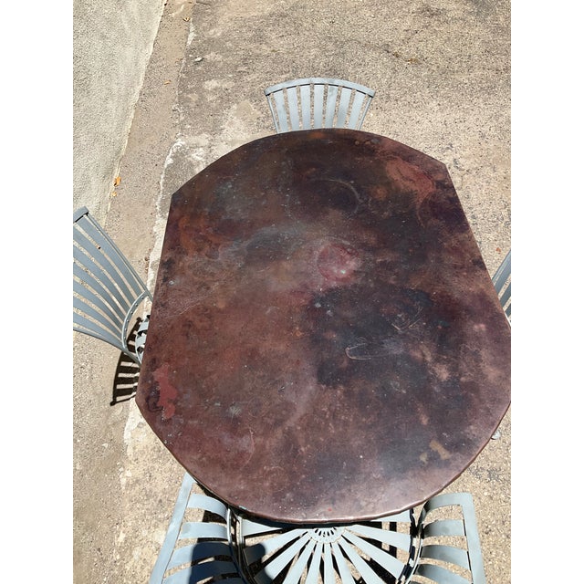 Custom Vintage Sculptural Copper Dining Table With Four Steel Chairs For Sale - Image 13 of 17