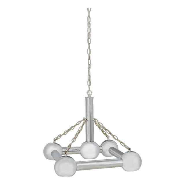 Gaetano Sciolari Style Tubular Chrome Chandelier For Sale