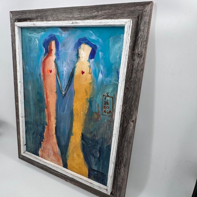 Blue Original Contemporary Figurative Painting Signed by the Artist For Sale - Image 8 of 11