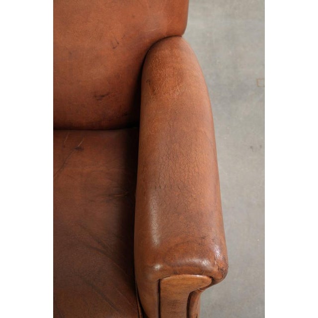 Brown Vintage Sheepskin Armchair in Cognac For Sale - Image 8 of 14
