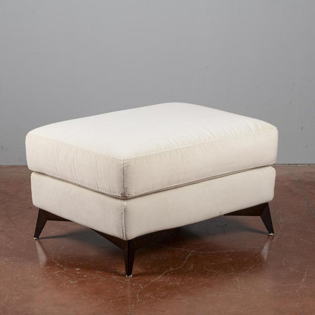 Textile Vintage White Pouf with Fabric For Sale - Image 7 of 9