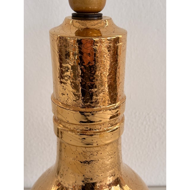 Mid-Century Italian Ceramic and Gold 24k Metallic Table Lamp by Aldo Londi for Bitossi, 1970s For Sale - Image 9 of 14