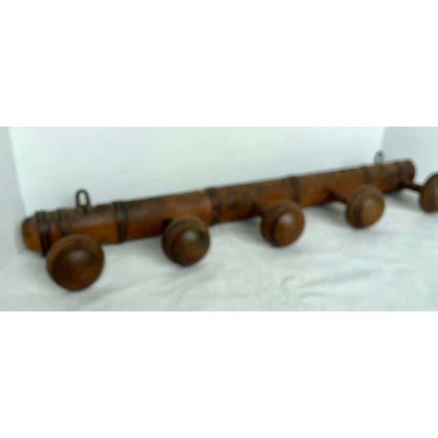 Early 20th Century Early 1900s French Faux Bamboo Five Peg Coat/Hat Rack For Sale - Image 5 of 16