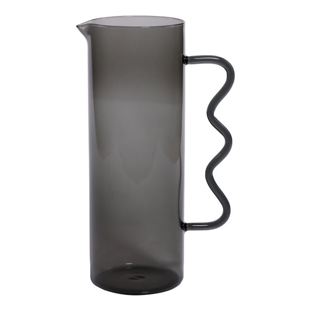 Costa de Sol Glass Wavy Handle Pitcher, Smoke For Sale