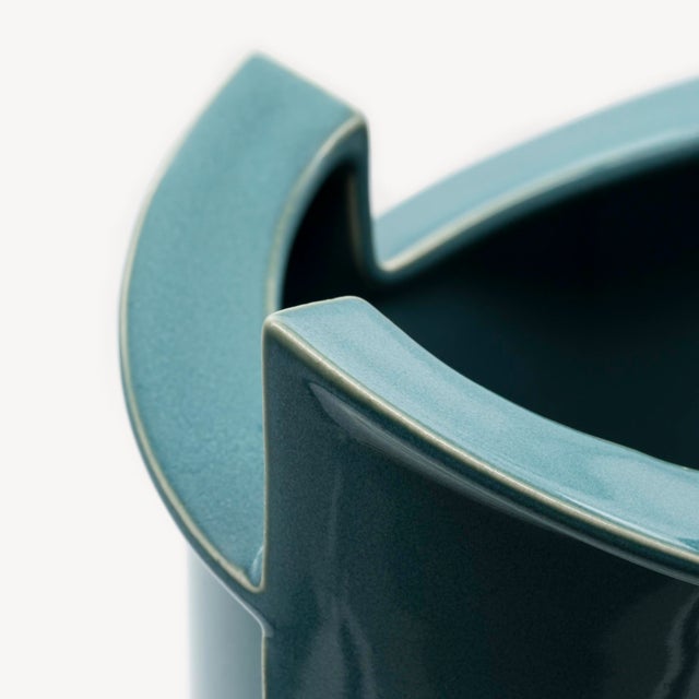 Windmill Turquoise Porcelain Vases by Jan Van Der Vaart for Rosenthal, Set of 2, 1988, Set of 2 For Sale - Image 11 of 15