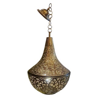 Moroccan Copper Ceiling Lamp or Lantern, Pear Shape