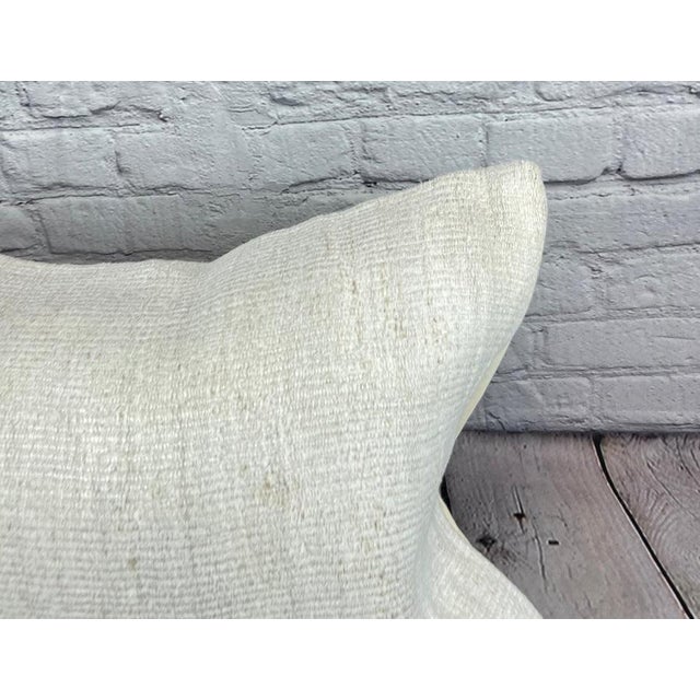 Turkish 16 x 24 Hemp Pillow Turkish Cushion Natural White Pillow Cushion Cover For Sale - Image 3 of 4