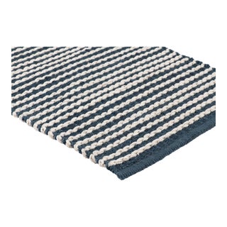 Part & Parcel Goods Textured Sample Scallop Stripe Rug, 6"x6", Sapphire and Eggshell For Sale