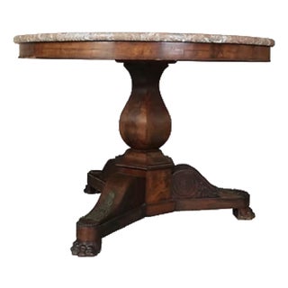 French Empire 19c Marble Top Center Table For Sale