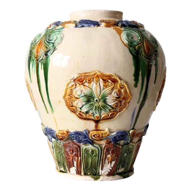 Vintage Tang Sancai Style Art Pottery Vase For Sale