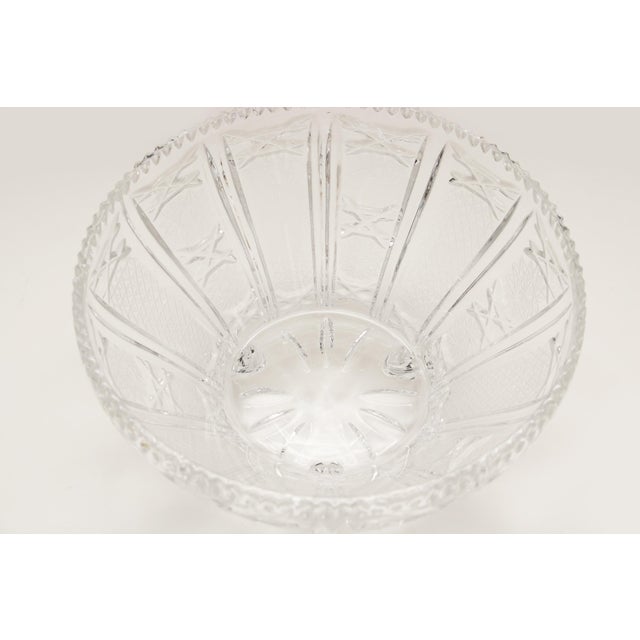 American Bohemian Crystal Large Diamond Cut Footed Serving Bowl, Circa 1970s For Sale - Image 3 of 12