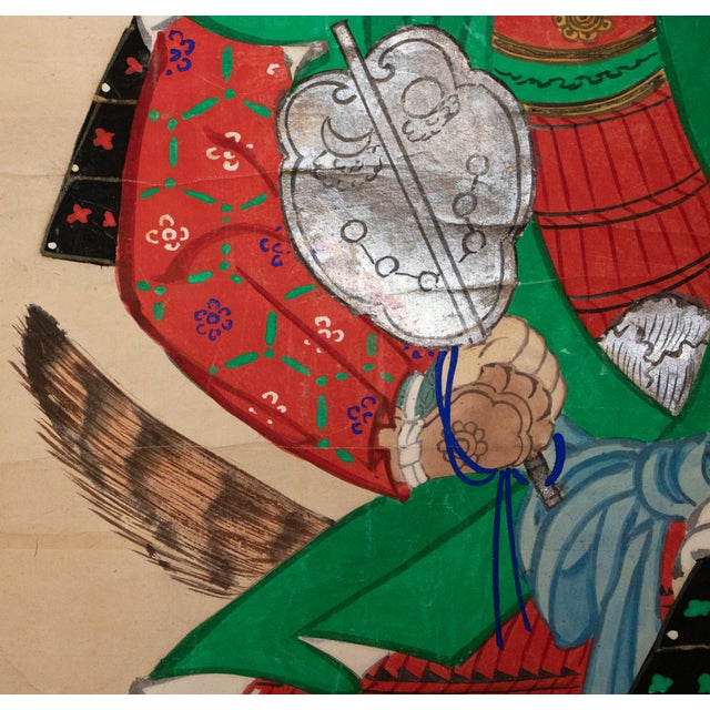 Antique Japanese Scroll Painting "Minister Takenouchi No Sukune and Empress Jingū" For Sale - Image 11 of 18