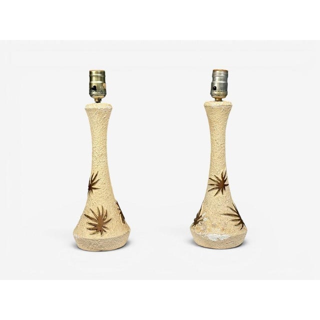 1960s 1950s American Modern, Atomic Age Table Lamps, Chalkware, Fiberglass - a Pair For Sale - Image 5 of 14