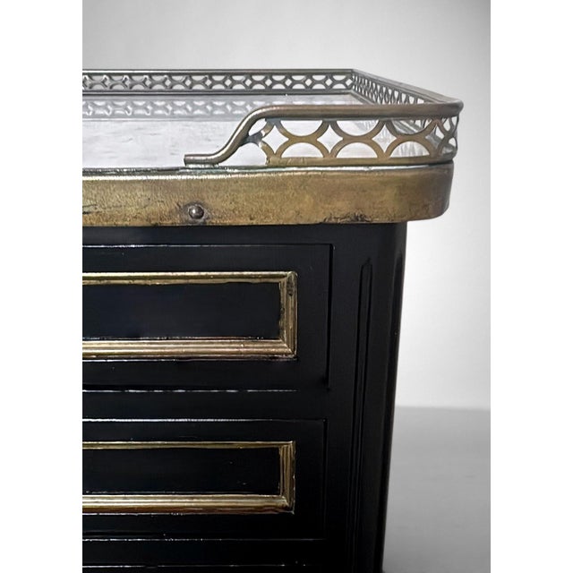 Late 19th Century Napoleon III Style French Night Stand in Black Lacquered Wood and Carrara Marble For Sale - Image 15 of 18