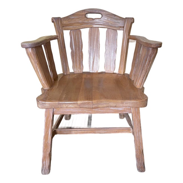 Vintage 1963 Attributed to A. Brandt Ranch Oak Rustic Blonde Captains Chair For Sale