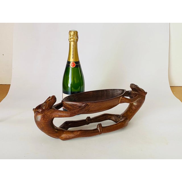 Vide Poche Sculpture in Wood Animals Holding Bowl, 1960s For Sale - Image 11 of 12