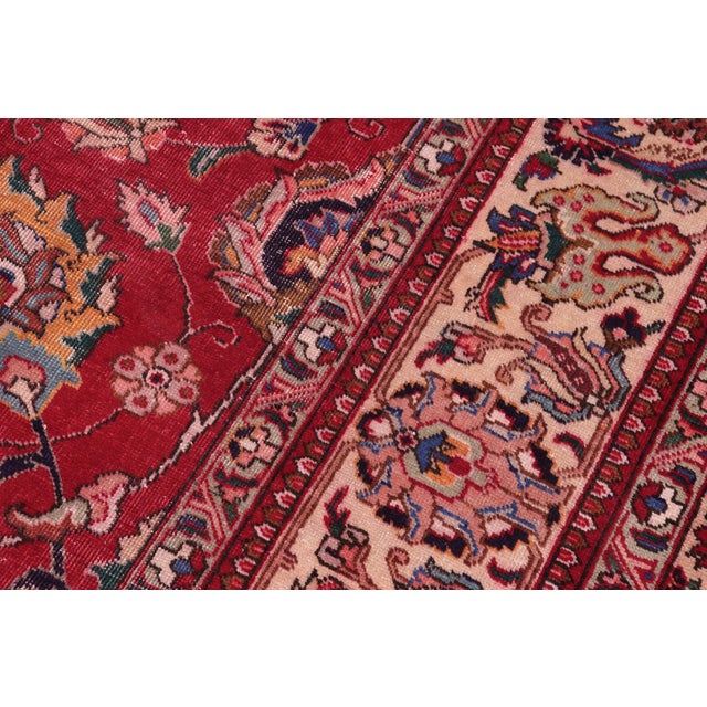 1970s 1970s Exquisite Hand-Knotted Wool Area Rug - Vibrant Red, Blue, and Ivory 10.1x12.6 For Sale - Image 5 of 8