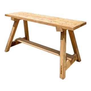 Vintage MCM French Plank Console Table For Sale
