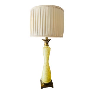 Currey & Company Opaline Murano-Style Art Glass Lamp With Original Shade For Sale