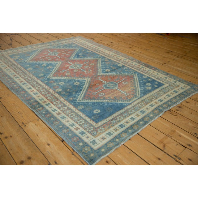Sky Blue 1950s Vintage Caucasian Pomegranate Medallion Wool Carpet For Sale - Image 8 of 10