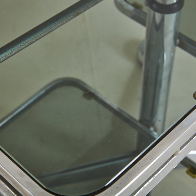 Transparent Chrome + Smoked Glass Bar Cart by Allegri Arredamenti, Italy 1970s For Sale - Image 8 of 11