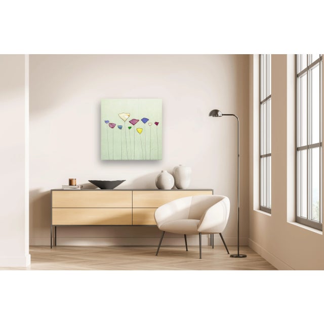 Pale Green Dream II - Minimalist Colorful Floral Still Life Original Artwork by Peter Kuttner For Sale - Image 10 of 11