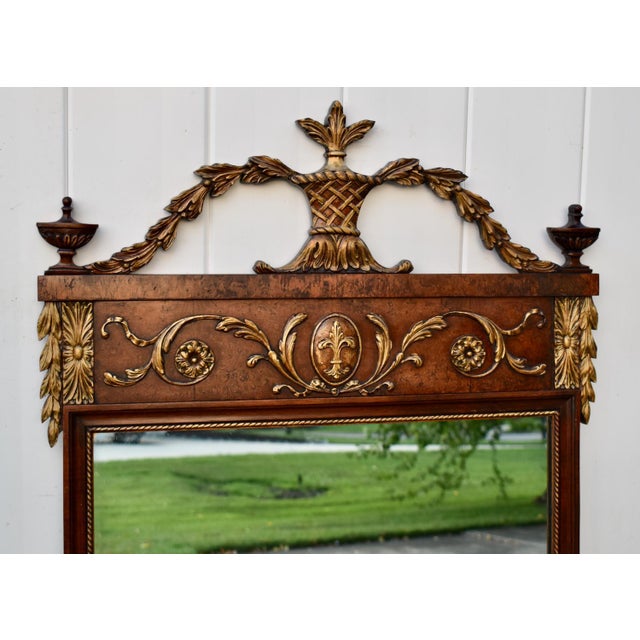 Antique Louis XVI Style Walnut Pier Wall Mirror Neoclassical Gilt Urn Crest For Sale - Image 15 of 18