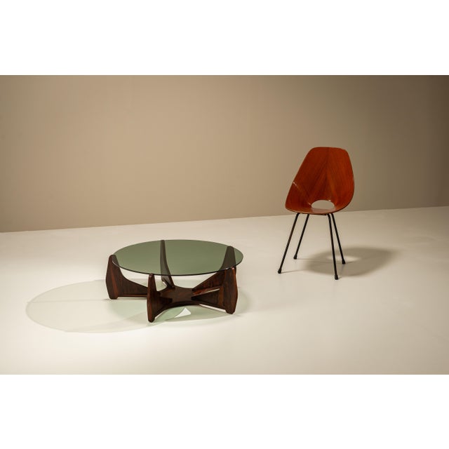 Round Coffee Table Veneered in Rosewood, Italy, 1960s For Sale - Image 4 of 12