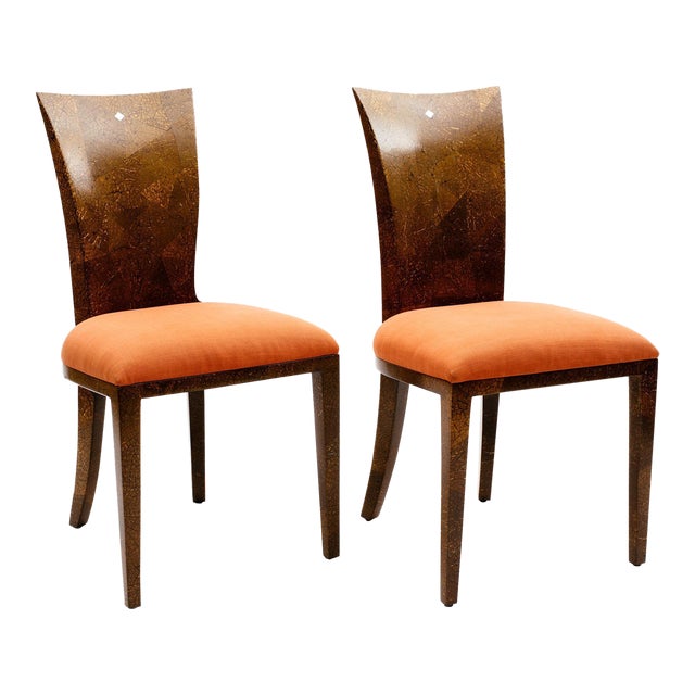 1990s Coconut Shell & Mother of Pearl Inlay Chairs - A Pair For Sale