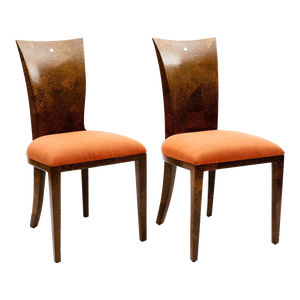 1990s Coconut Shell & Mother of Pearl Inlay Chairs - A Pair