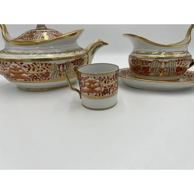 Chinoiserie Fine 4 Pc, Spode Porcelain Rust and Gilt Personal Tea Service C. 1820 For Sale - Image 3 of 12