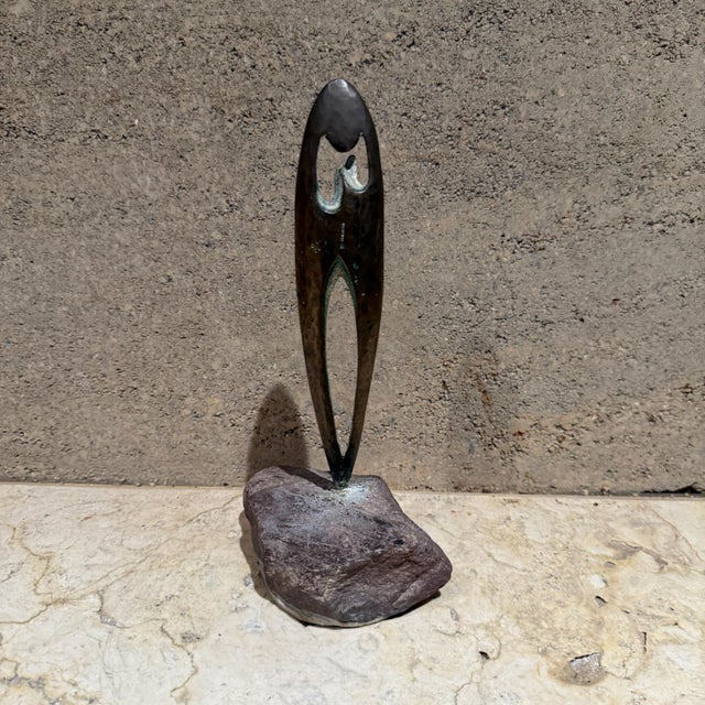 1970s Republic Ireland Modernist Bronze Madonna & Child Sculpture For Sale - Image 4 of 8