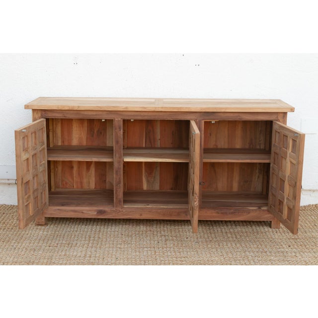 Wood Reclaimed Teak Lotus Flower Sideboard For Sale - Image 7 of 11