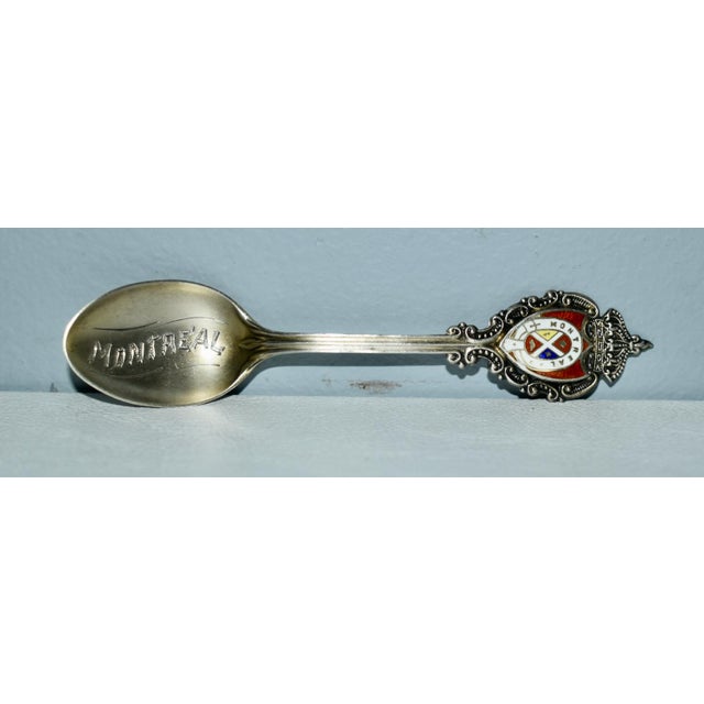 French Antique Montreal Sterling & Enamel Decorative Collectors Spoon For Sale - Image 3 of 11