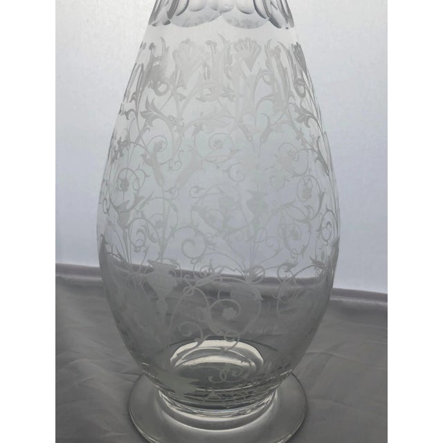 Vintage Baccarat Crystal Wine Decanter Etched Flower Vines For Sale - Image 4 of 9
