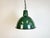 Industrial green enamel pendant light made by A23 factory in Wilkasy in Poland during the 1960s. White enamel inside the...