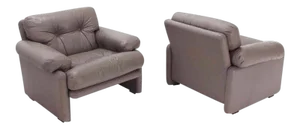 Leather B&b Italia Leather Lounge Chairs - A Pair