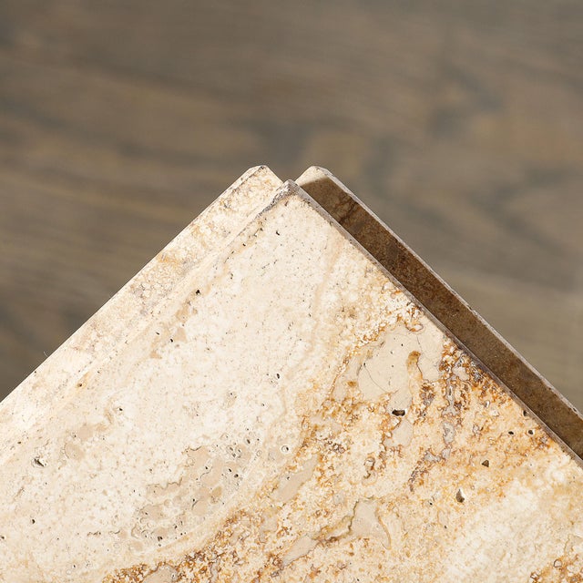 Mid-Century Modern Mid-Century Modernist Rectilinear Travertine Pedestal With Stepped Detailing For Sale - Image 3 of 18