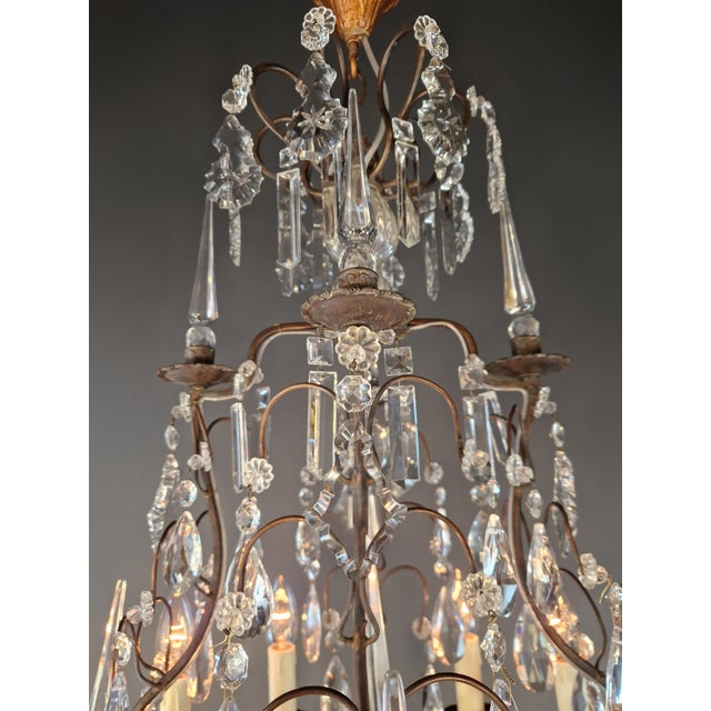 Antique French Napoleon III Brass Crystal Chandelier Gothic Style 6 Lights For Sale - Image 10 of 10
