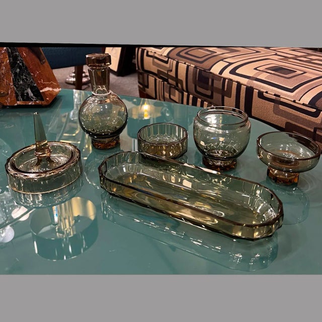 Dutch Diana Vanity Set by W.J. Rozendaal for Kristalunie, 1932, Set of 6 For Sale - Image 6 of 8