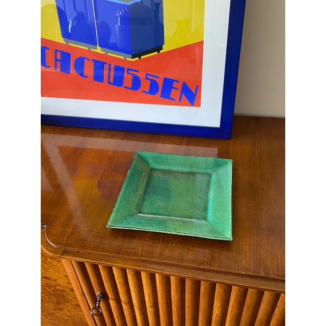 Mid-Century Modern Green Fire-Glazed Ceramic Vide Poche, France, Ca. 1960 For Sale - Image 3 of 12