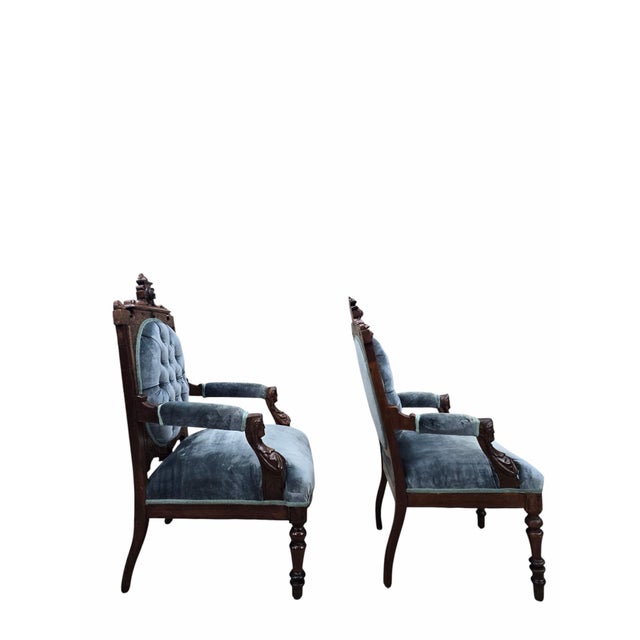 Antique Renaissance Revival Carved Chairs by John Jelliff - Set of 2 For Sale - Image 11 of 12