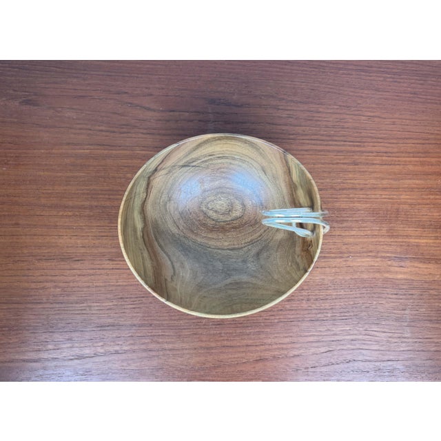 Mid-Century Modern Teak and Silver Plated Metal Bowl from Grasoli, Italy, 1960s For Sale - Image 11 of 18