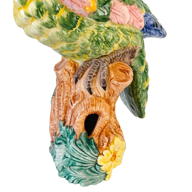 Large Scale Vintage Italian Majolica Ceramic Parrot Sculpture by Intrada For Sale In San Diego - Image 6 of 15