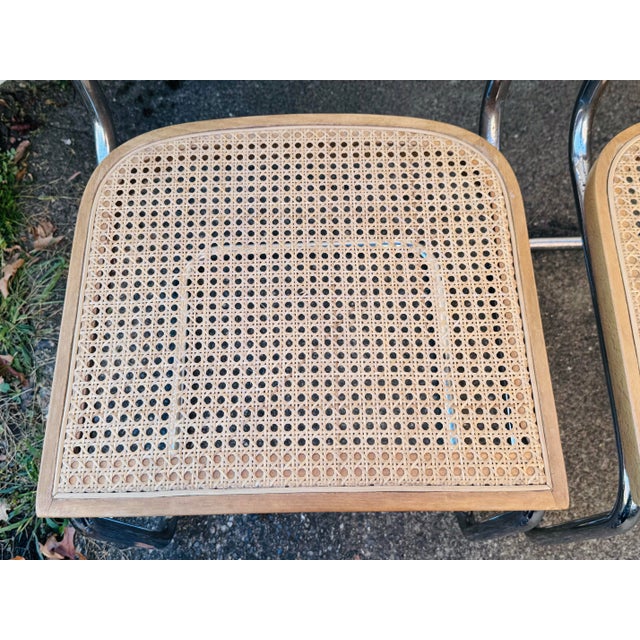 Marcel Breuer Vintage 1970s Marcel Breuer Cesca Caned Italian Dining Chairs, Set of 4 For Sale - Image 4 of 12